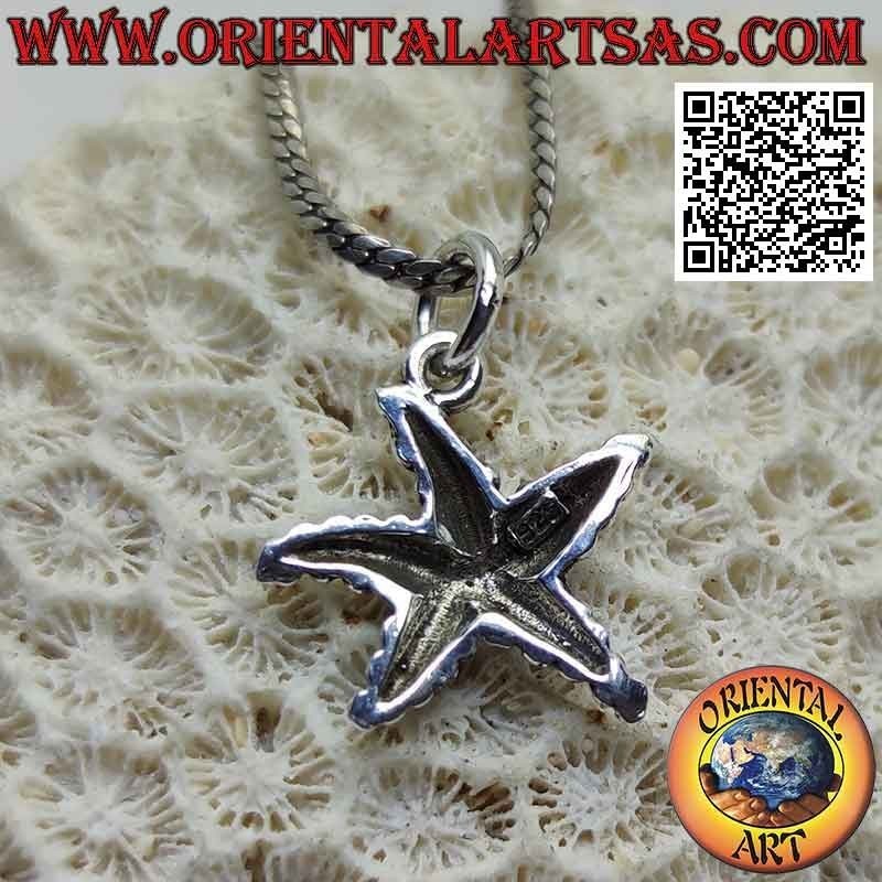 Colgante de plata, estrella de mar "Asteroidea" con pedicelos en relieve