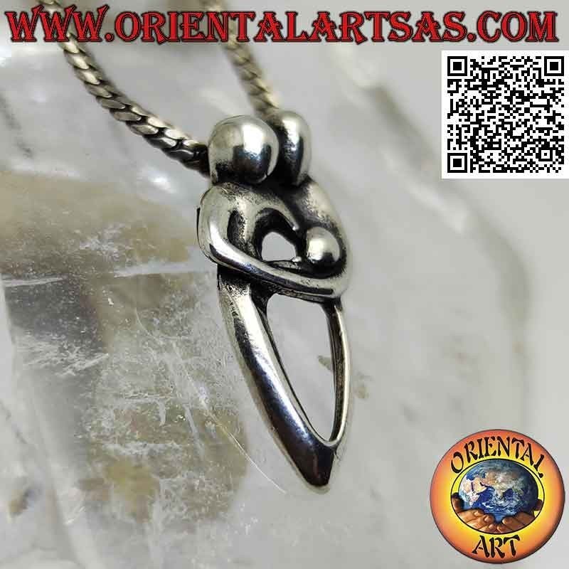 Silver pendant, the holy family embraced
