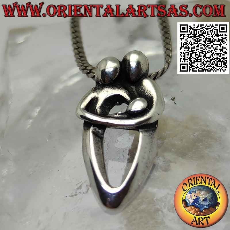 Silver pendant, the holy family embraced