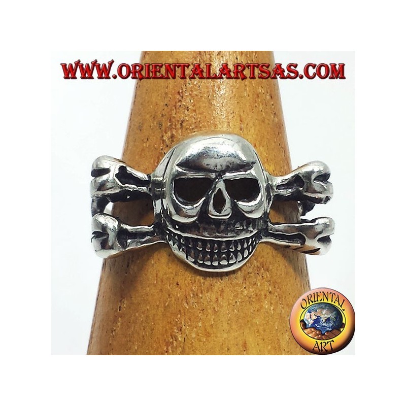 silver ring, on the skull bones
