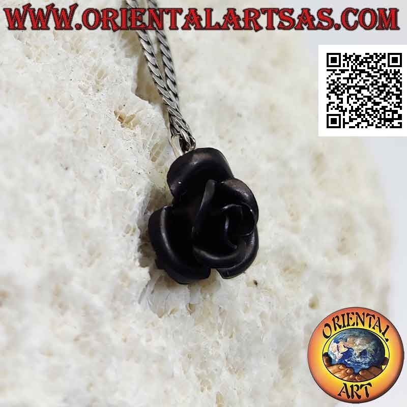 Silver pendant in the shape of an enameled rose