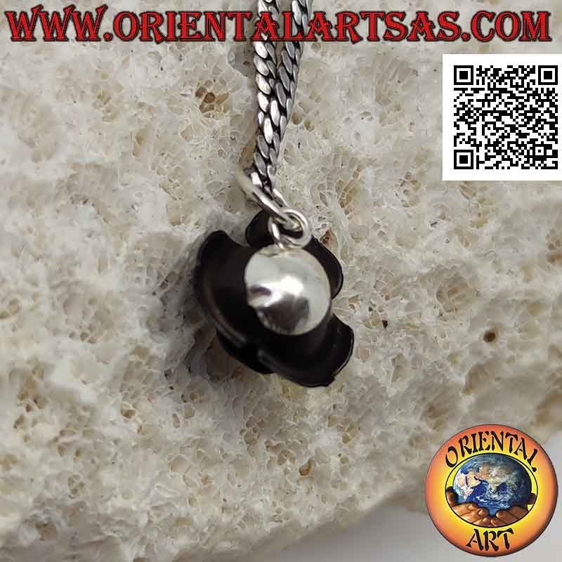 Silver pendant in the shape of an enameled rose