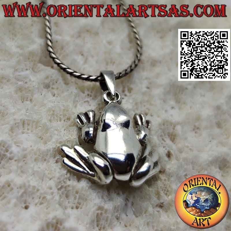 Colgante de plata, rana sapo lisa con patas móviles