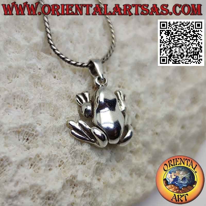 Pendentif en argent, grenouille crapaud lisse avec pattes mobiles