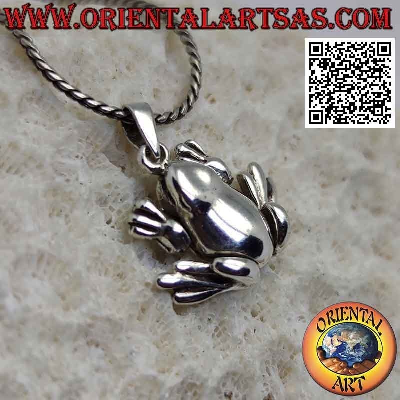 Pendentif en argent, grenouille crapaud lisse avec pattes mobiles