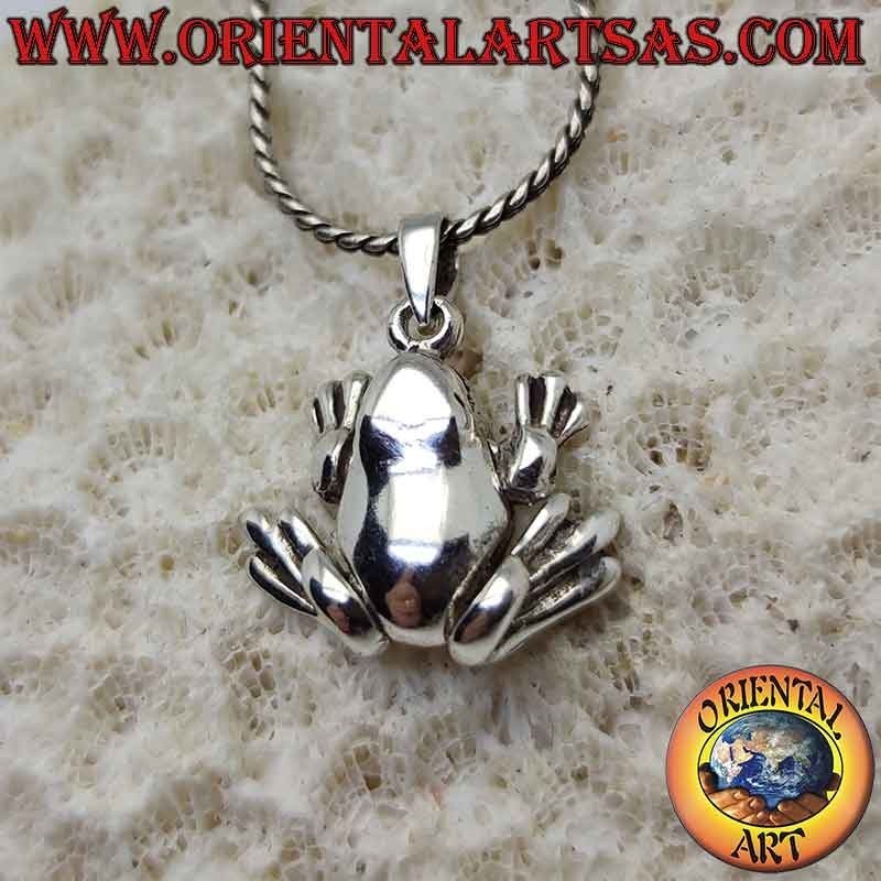 Pendentif en argent, grenouille crapaud lisse avec pattes mobiles