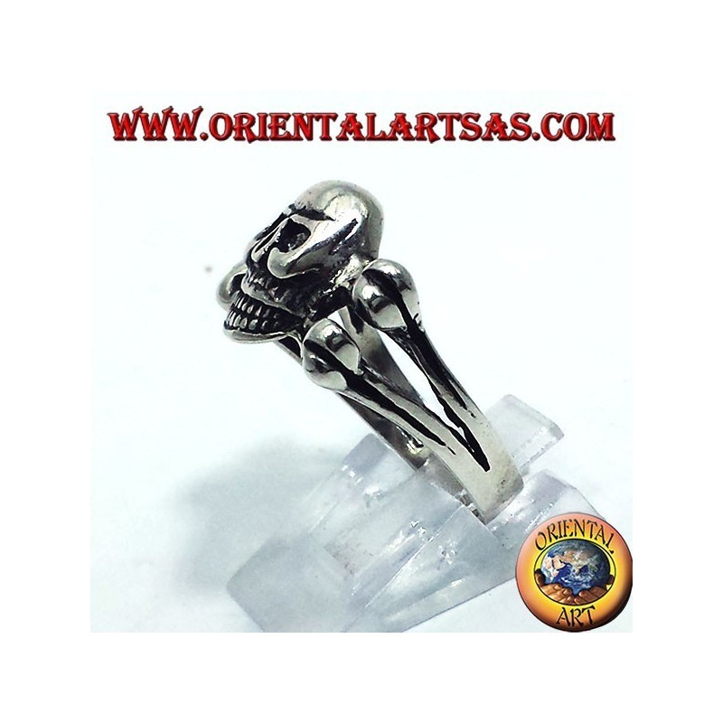 silver ring, on the skull bones