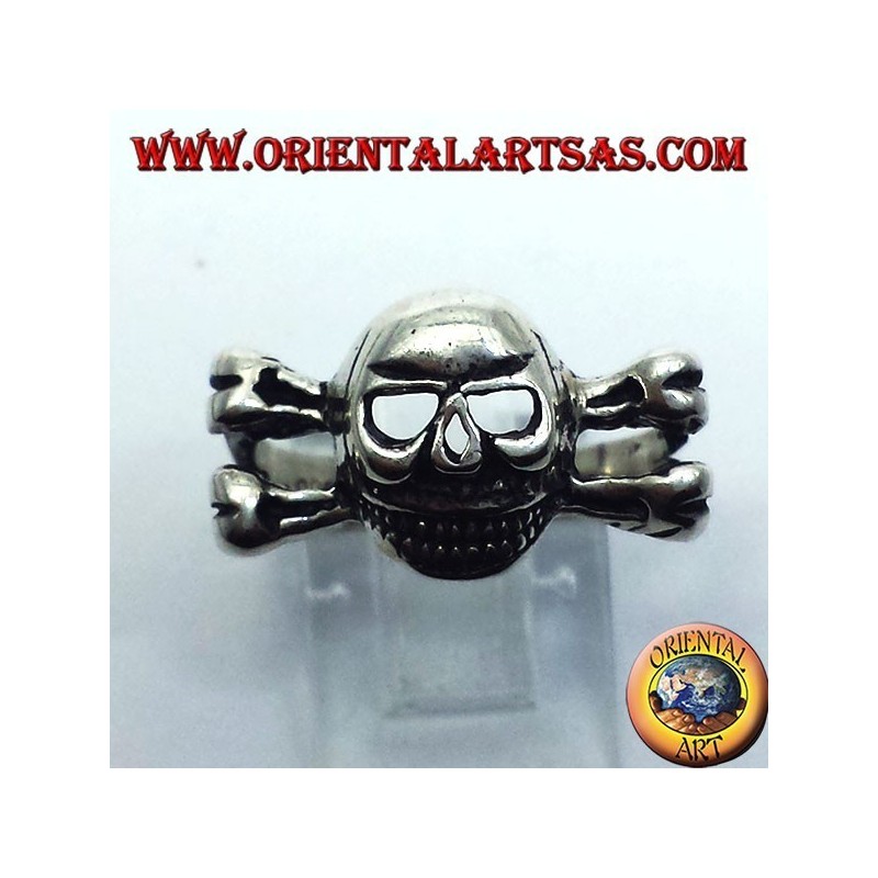 silver ring, on the skull bones