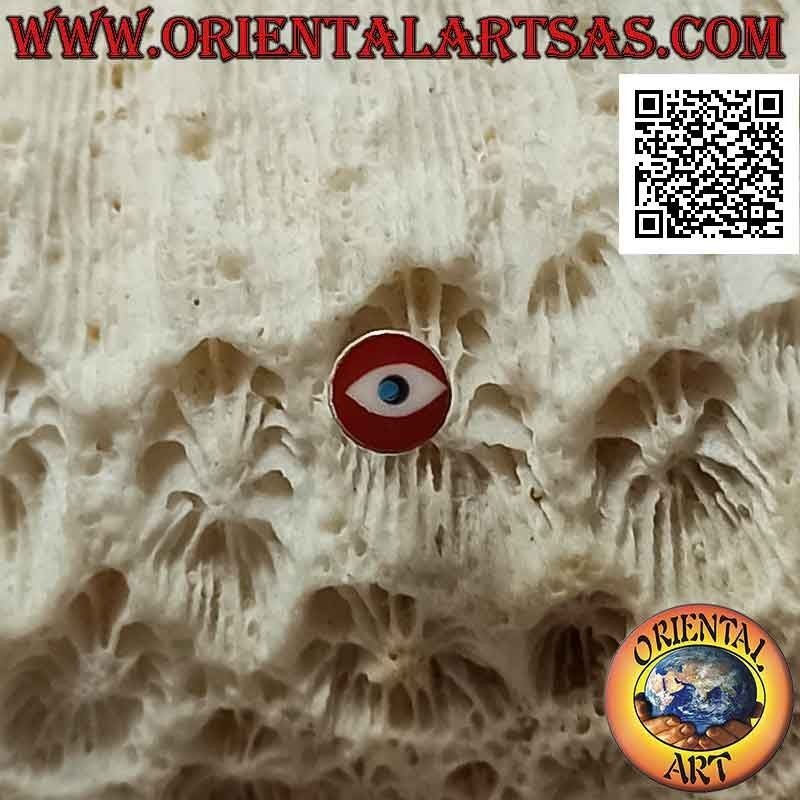 Mini boucle d'oreille en argent, l'oeil rond (rouge)