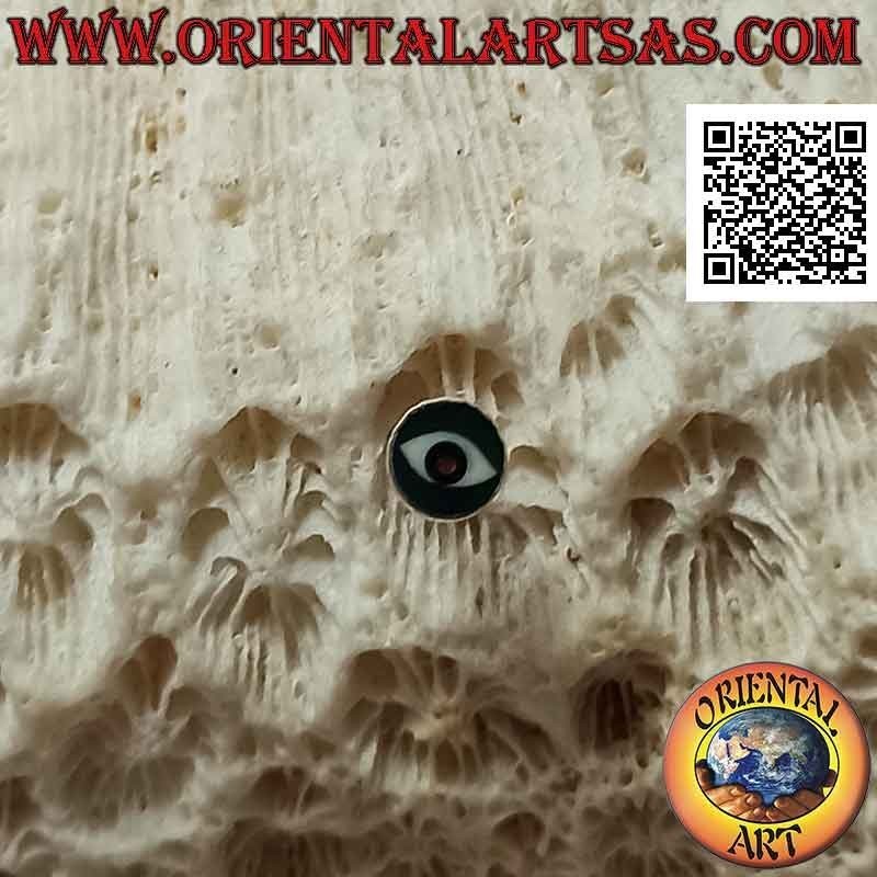 Mini pendiente de plata, el ojo redondo (verde)