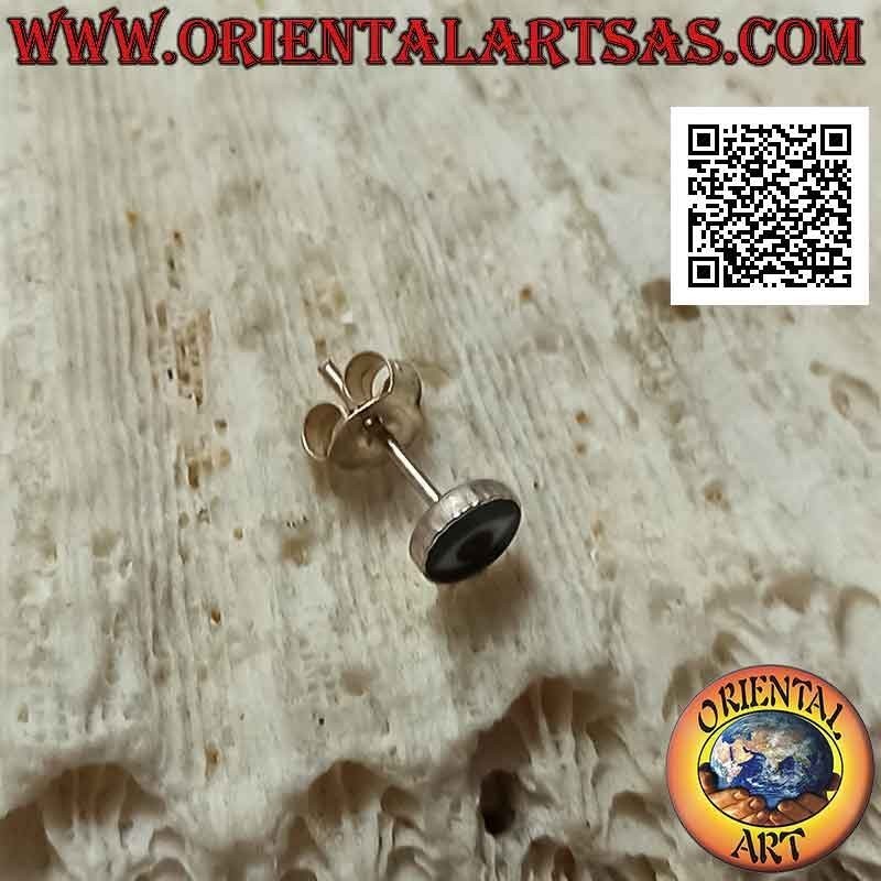 Mini pendiente de plata, el ojo redondo (verde)