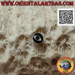 Mini pendiente de plata, el ojo redondo (negro)