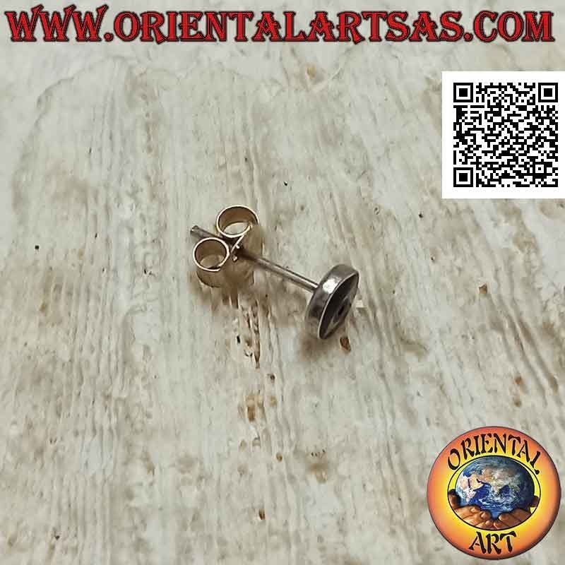 Mini boucle d'oreille en argent, l'oeil rond (noir)