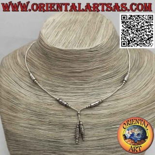 Collana girocollo di perline e inserti di argento 925 ‰ infilate con ciuffetto