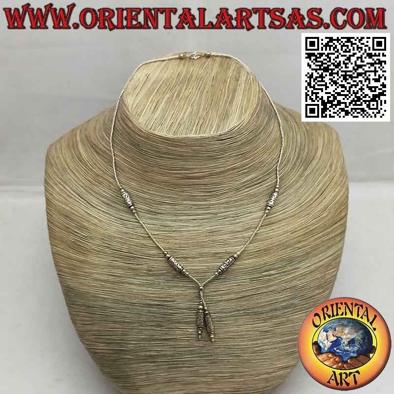 Collana girocollo di perline e inserti di argento 925 ‰ infilate con ciuffetto