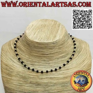 Gargantilla con cuentas de ónix y hilo de plata 925 ‰