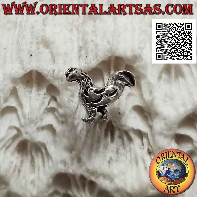 Mini silver earring, the rooster