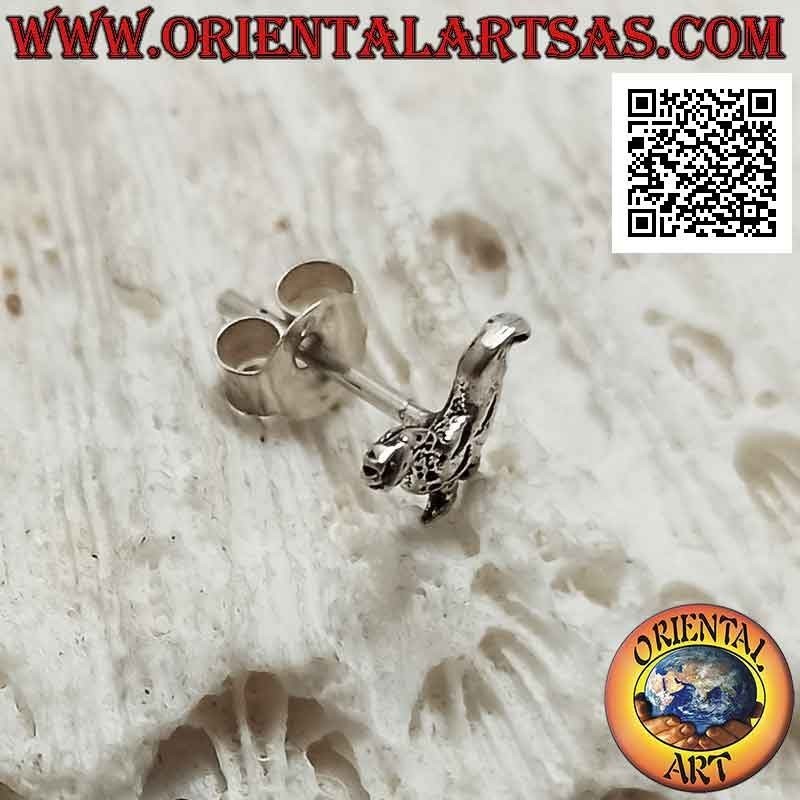 Mini silver earring, the rooster