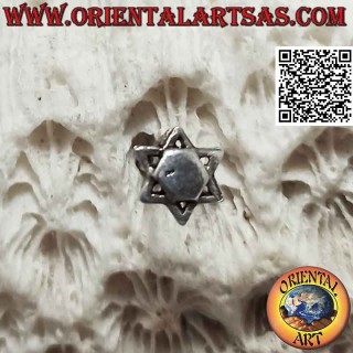 Mini boucle d'oreille en argent, l'étoile de David avec hexagone central