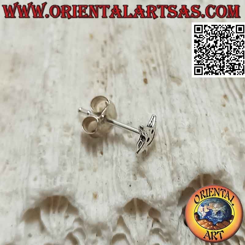 Mini boucle d'oreille en argent, étoile avec visage souriant gravé