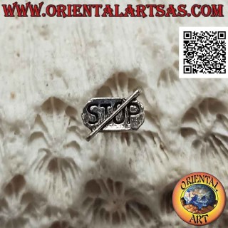 Mini boucle d'oreille en argent, le "stop" barré