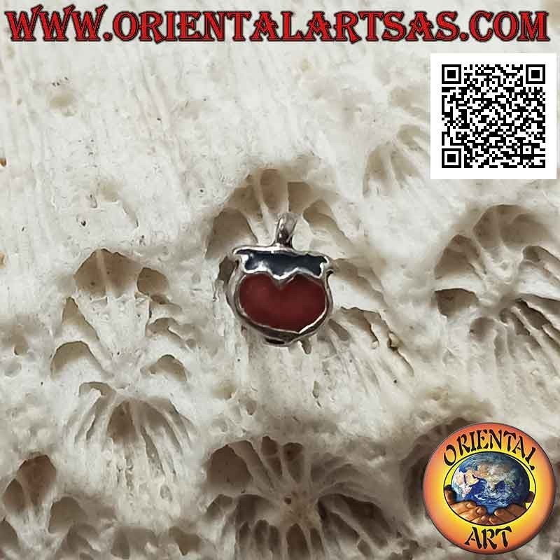 Mini orecchino in argento, la mela rossa (smaltata)