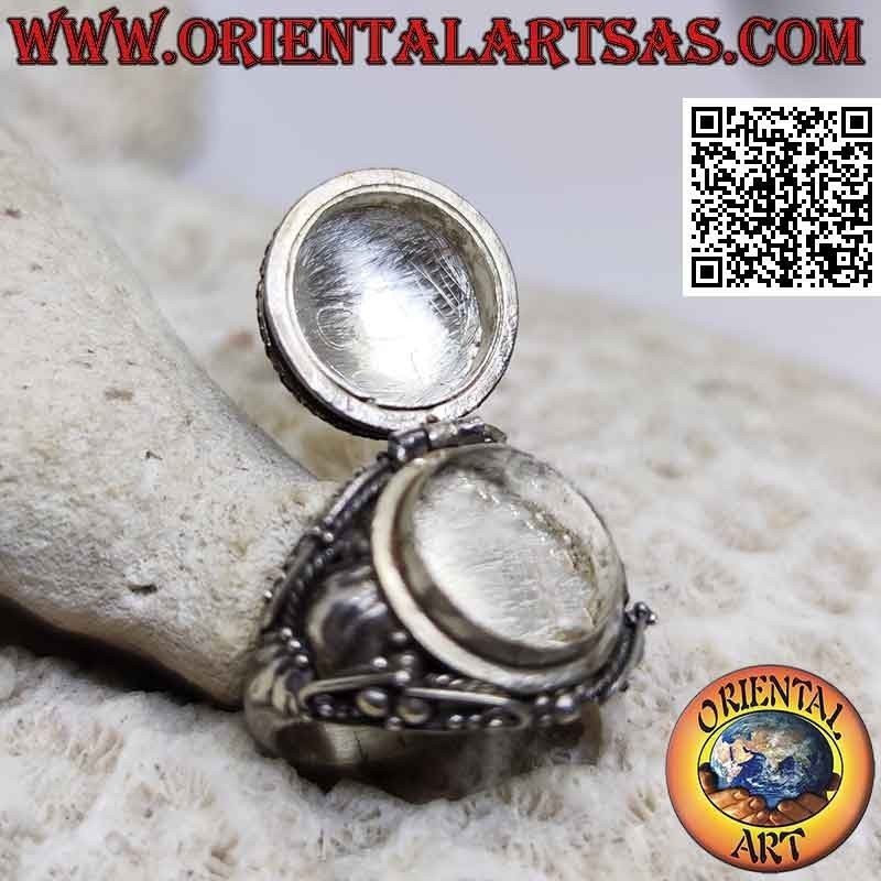 Anello in argento a scatola - porta veleno con lapislazzulo tondo
