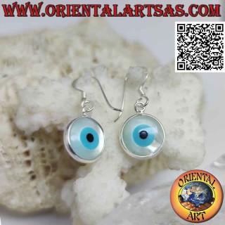 Silver earrings, the eye of Allah (amulet against evil eye and bad luck)