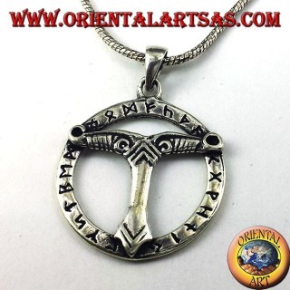ciondolo in argento albero del mondo  con rune
