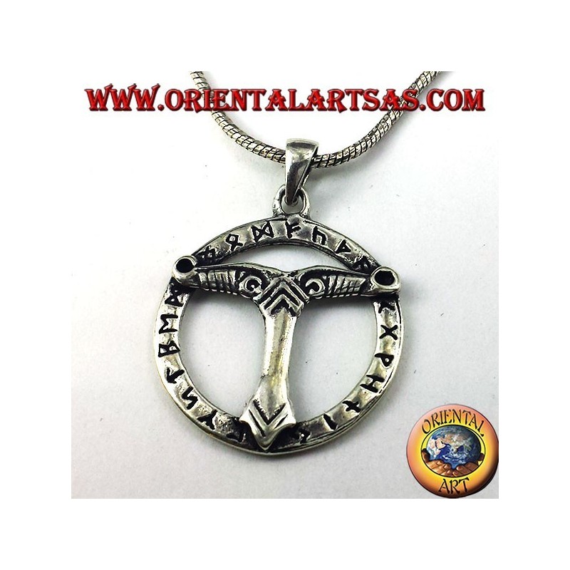 ciondolo in argento albero del mondo  con rune