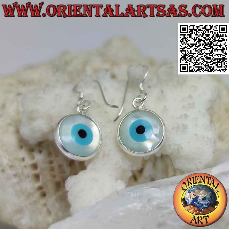 Pendientes de plata, el ojo de Allah (amuleto contra el mal de ojo y la mala suerte)
