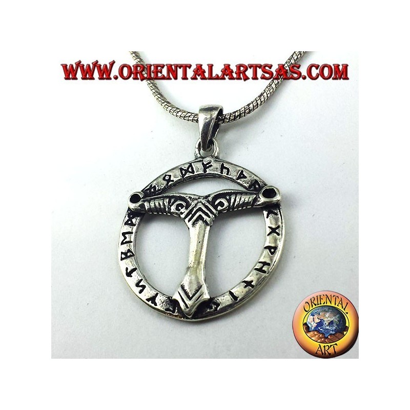 ciondolo in argento albero del mondo  con rune