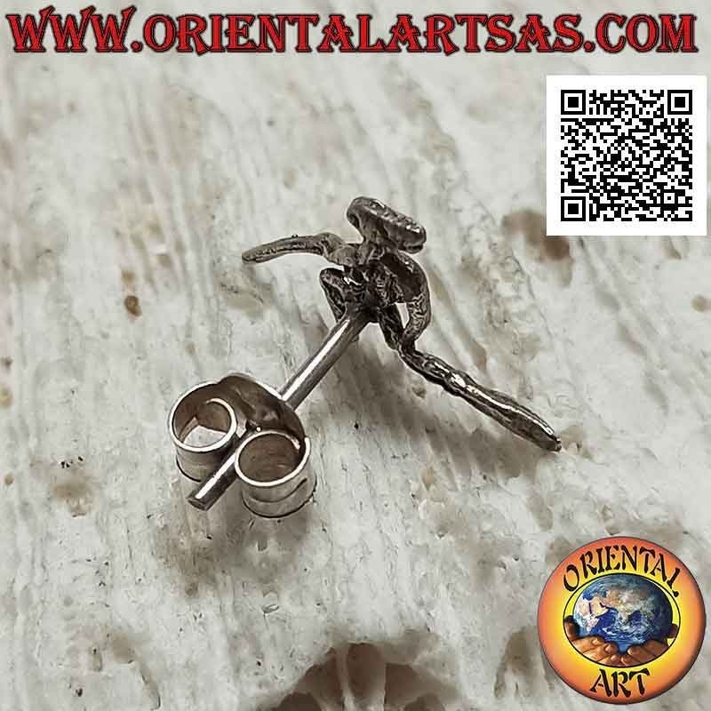 Mini silver earring, the witch on the broom (b)