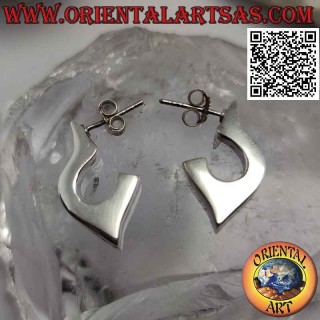 Boucles d'oreilles en argent avec lobe demi-cercle allongé lisse et carré