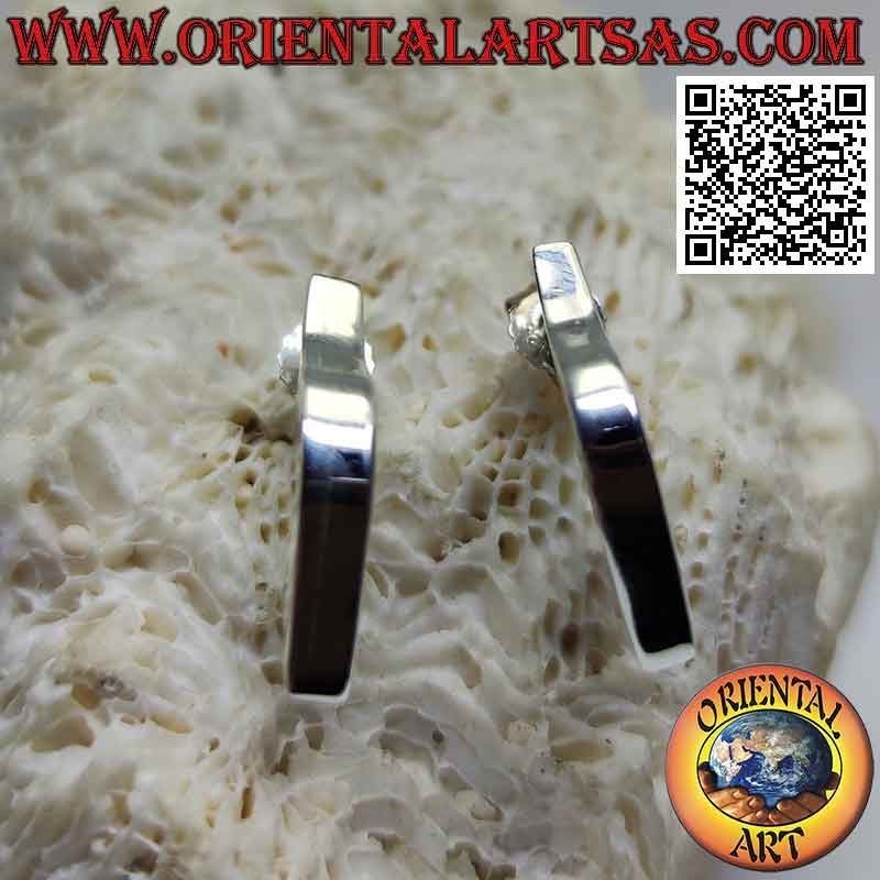 Pendientes de plata con lóbulo semicírculo alargado liso y cuadrado