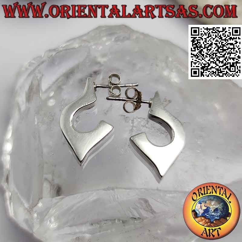 Pendientes de plata con lóbulo semicírculo alargado liso y cuadrado