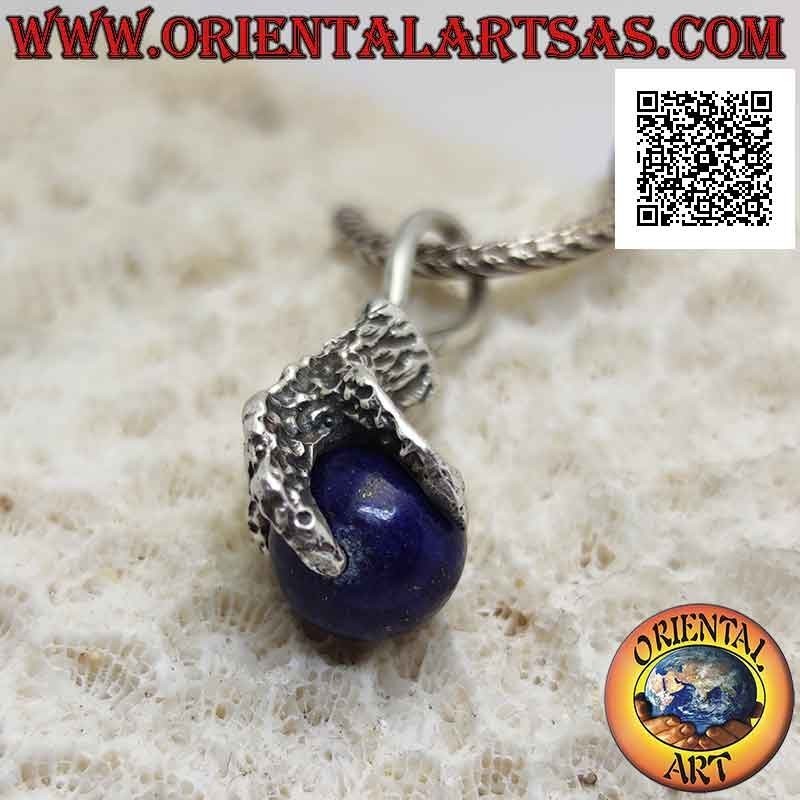 Silver pendant, lapis lazuli sphere gripped by a four-clawed paw
