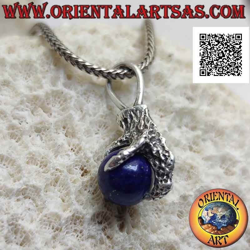 Silver pendant, lapis lazuli sphere gripped by a four-clawed paw