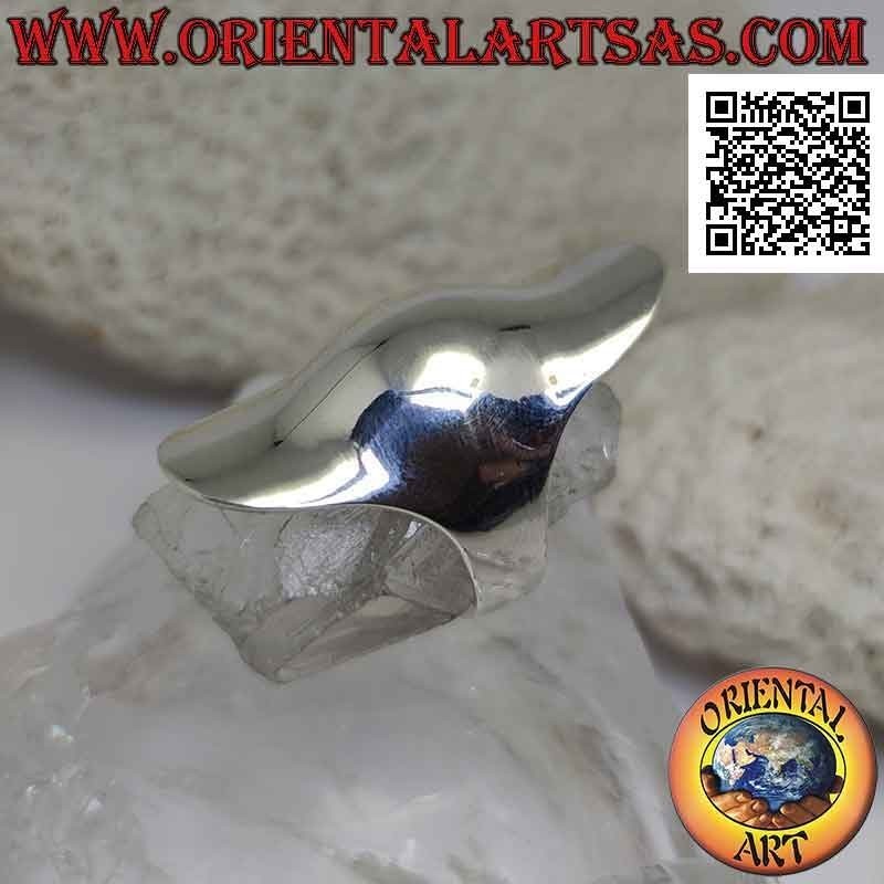 Anello in argento liscio a forma di copridito ondulato