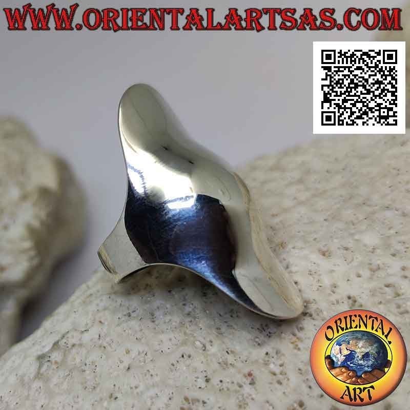 Bague en argent lisse en forme de couvre-doigt ondulé