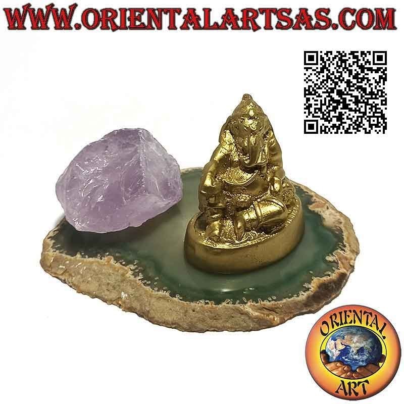 Sculpture de Ganesh "le Dieu éléphant" semi-allongé, en résine (5 cm doré)