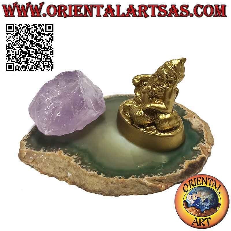 Sculpture de Ganesh "le Dieu éléphant" semi-allongé, en résine (5 cm doré)