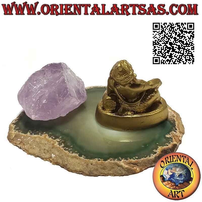 Sculpture de Ganesh "le Dieu éléphant" semi-allongé, en résine (5 cm doré)