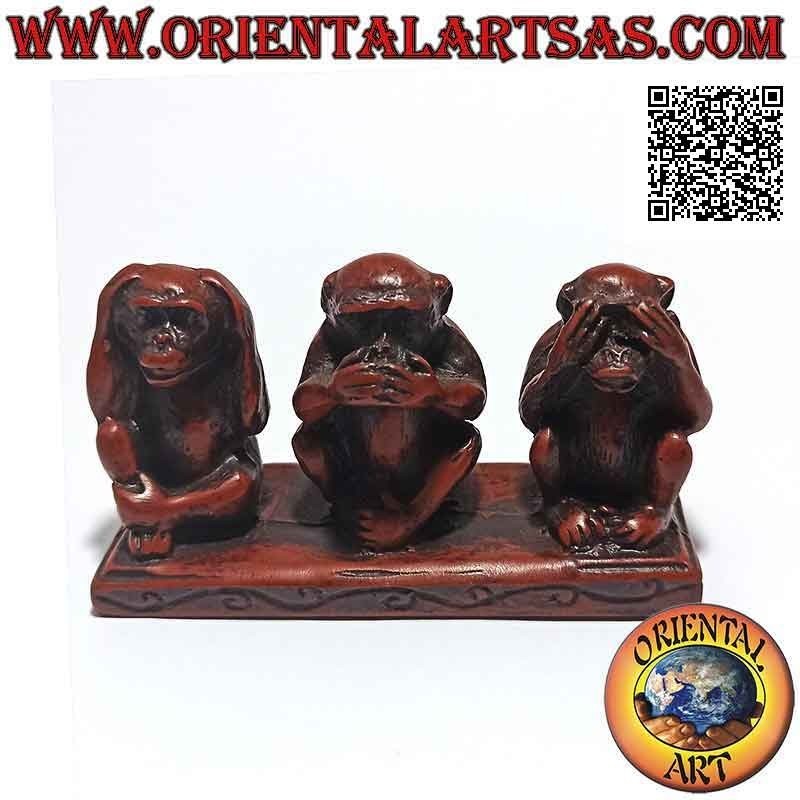 Sculpture "the three wise monkeys" with resin base (proverb "I do not see, I do not hear and I do not speak")