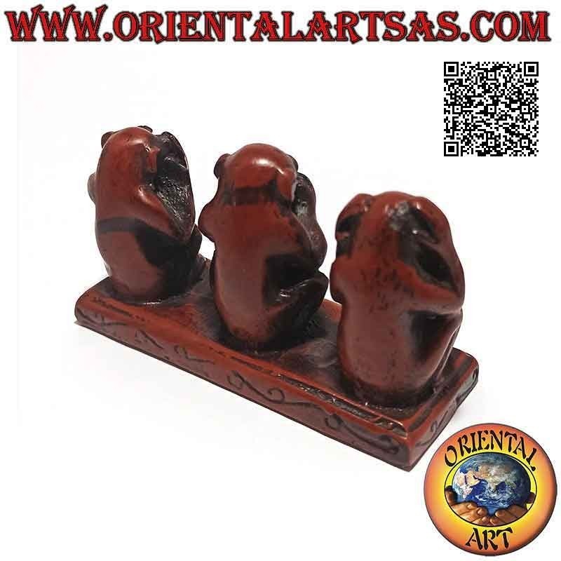 Sculpture "les trois singes sages" avec socle en résine (proverbe "Je ne vois pas, je n'entends pas et je ne parle pas")