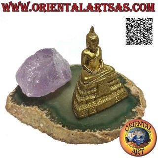 Escultura de Buda "Dhyana Mudra - símbolo de meditación y sabiduría" en el altar en resina (dorado) 5 cm