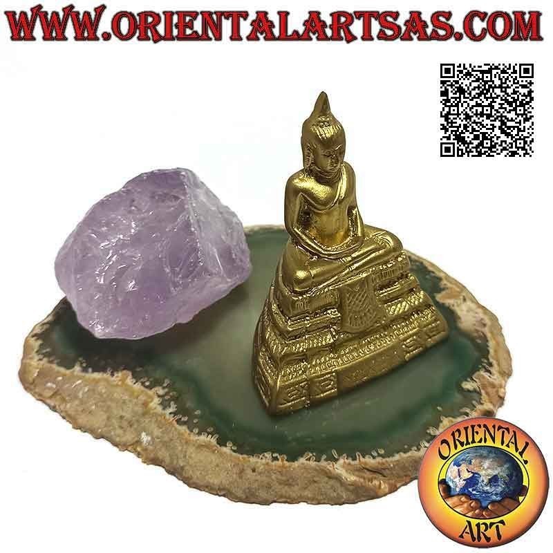 Buddha-Skulptur "Dhyana Mudra - Symbol der Meditation und Weisheit" auf dem Altar in Harz (golden) 5 cm