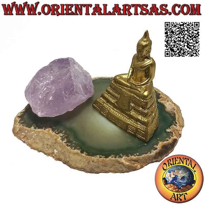 Sculpture Bouddha "Dhyana Mudra - symbole de méditation et de sagesse" sur l'autel en résine (doré) 5 cm