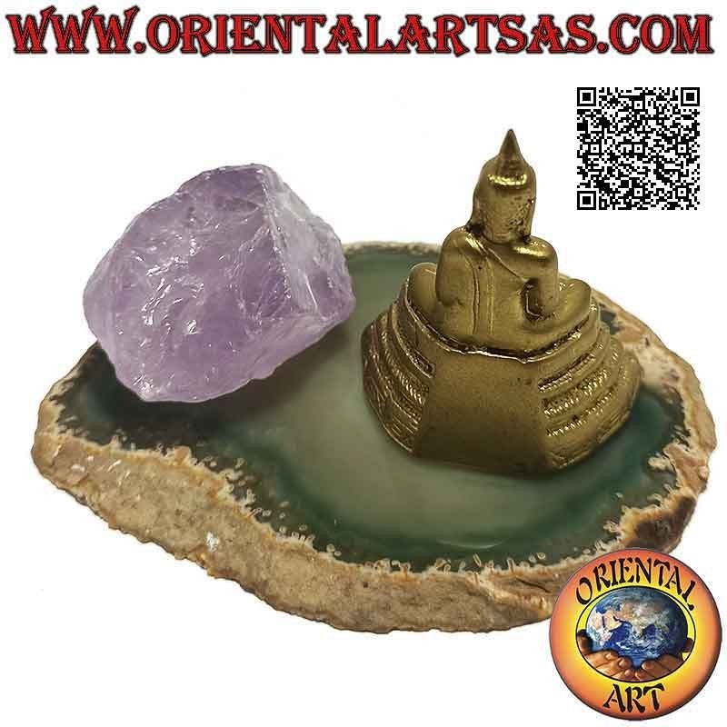 Scultura Buddha "Dhyana Mudra - simbolo di meditazione e saggezza" sull'altare in resina (dorato) 5 cm