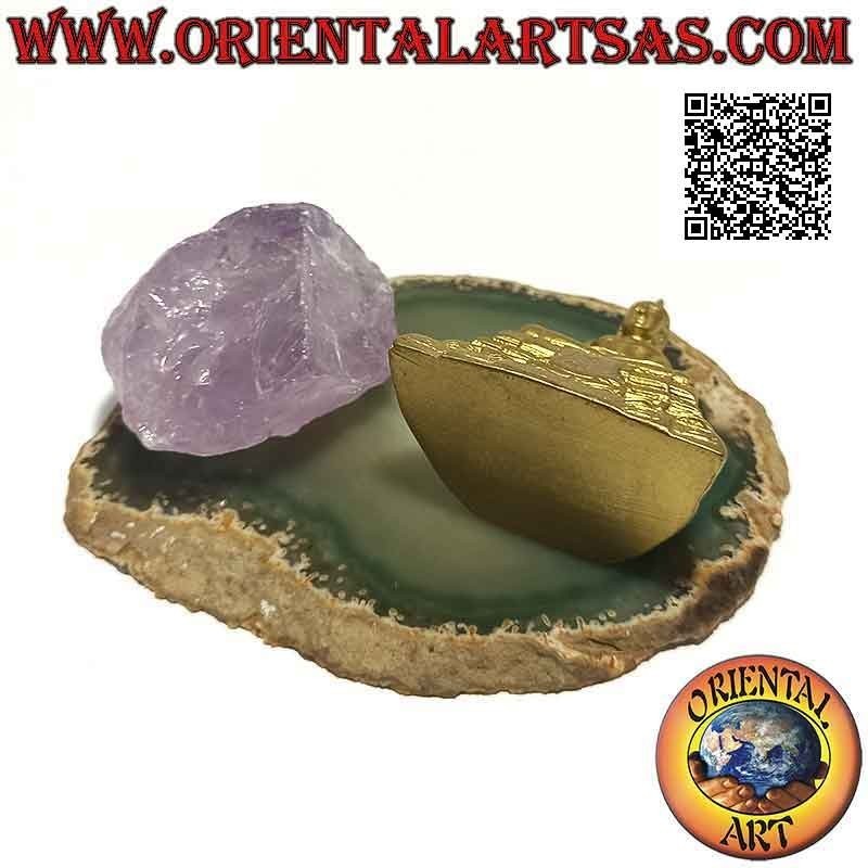 Scultura Buddha "Dhyana Mudra - simbolo di meditazione e saggezza" sull'altare in resina (dorato) 5 cm